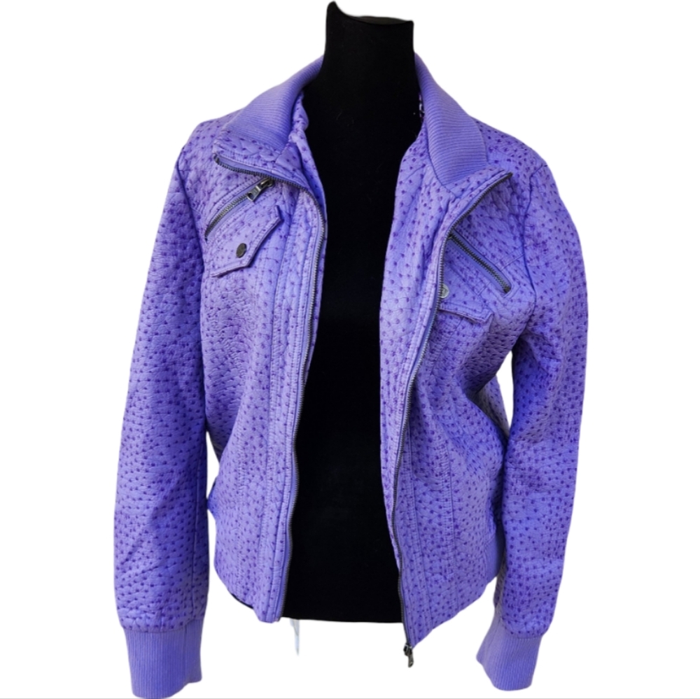 Truth of Touch Purple Textured Moto Jacket - Size M EUC